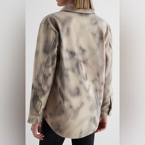 Express Beige and Gray Printed Brushed Twill Shacket